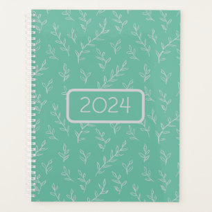 Agenda Springy: hojas con dibujos a mano en verde menta