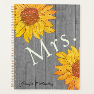 Agenda Sra. Madera Rústica Gris Amarillo Girasol