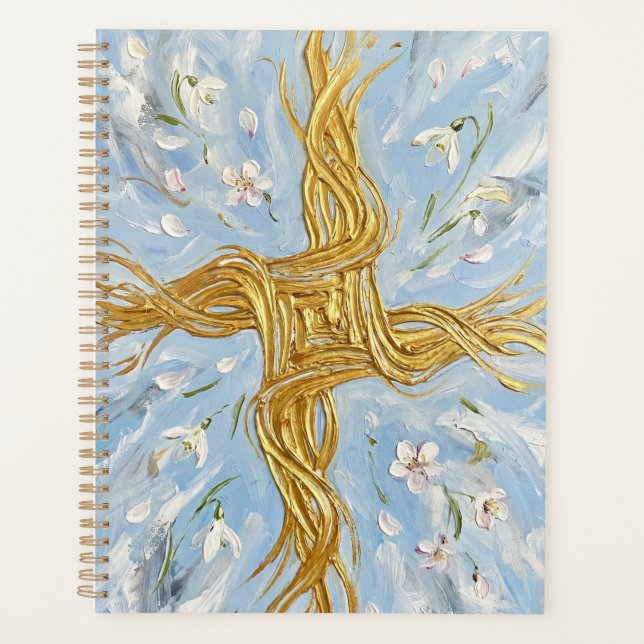 Agenda St Brigid's Cross Snowdrops Golden Imbolc Art (Anverso)