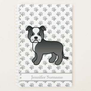 Agenda Staffie Blanco Y Negro Perro De Dibujos Animados L