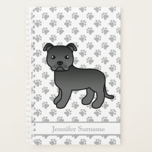 Agenda Staffie inglés negro lindo perro de dibujos animad
