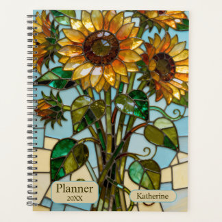 Agenda Stained Glass Sunflowers Name And Year
