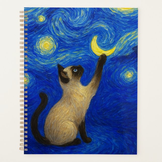 Agenda Starry Night Siamese Cat Moon  (Anverso)