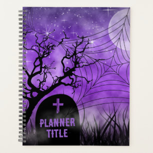 Agenda Starry Purple Ghoulish Gótico Web Luna llena