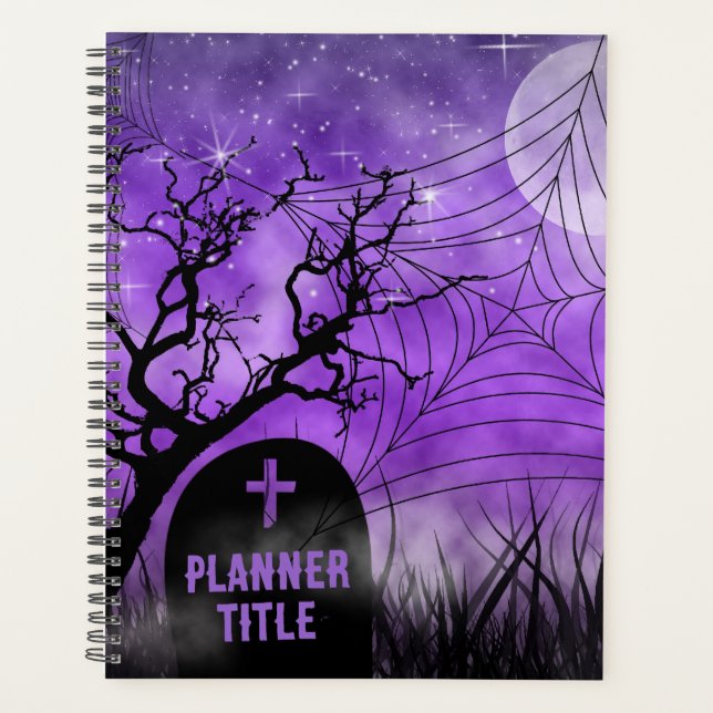 Agenda Starry Purple Ghoulish Gótico Web Luna llena (Anverso)