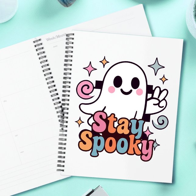 Agenda Stay Spooky Groovy Ghost Retro Pastel Halloween (Celebrate Halloween season in style with this groovy ghost stay spooky design.)