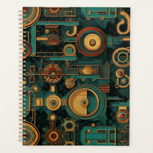 Agenda Steampunk Verde azulado oro rojo