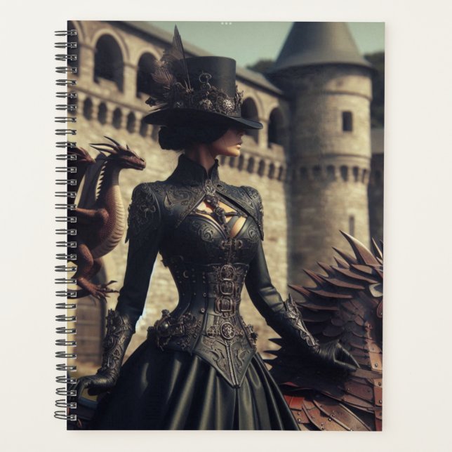Agenda Steampunk Victorian Industrial Lady Dragon Rider (Anverso)