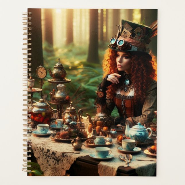 Agenda Steampunk Vintage Victorian Lady Mad Hatter (Anverso)