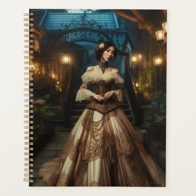 Agenda Steampunk Vintage Victorian Moonlight Lady (Anverso)