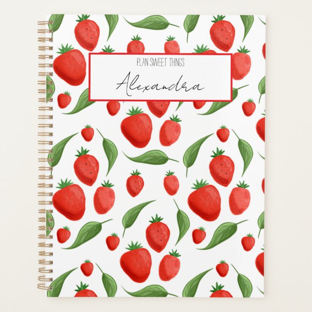 Agenda Strawberry Fields Pattern Spiral Planner (Anverso)