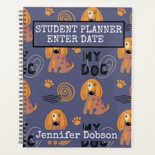Agenda Student Planner con coloridos perros de dibujos an