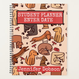 Agenda Student Planner con coloridos perros de dibujos an