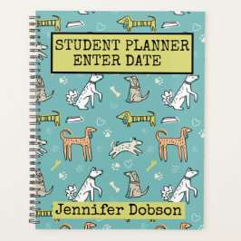 Agenda Student Planner con perros de dibujos animados