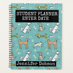 Agenda Student Planner con perros de dibujos animados