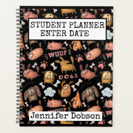 Agenda Student Planner con perros de dibujos animados