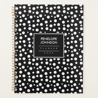 Agenda Stylish Black White Polka Dot Pattern