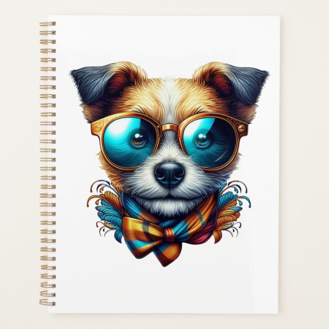 Agenda Stylish Dog With Glasses Colorful Modern Pet Art (Anverso)