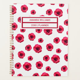 Agenda Stylish Floral Cream Red Roses Pattern Name 2026