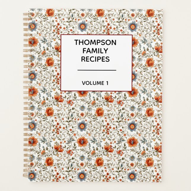 Agenda Stylish Floral Neutrals Personalized Recipe  (Anverso)