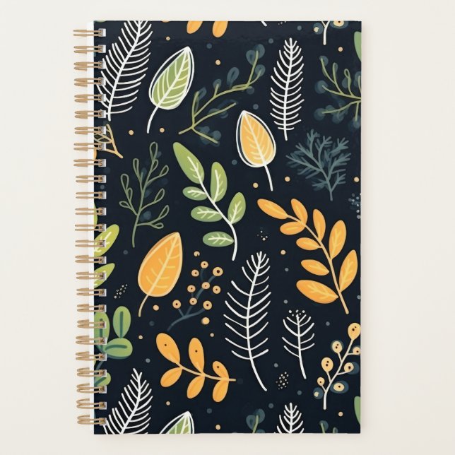 Agenda Stylish Green and Yellow Foliage Pattern  (Anverso)