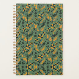 Agenda Stylized botanical orange and black floral pattern