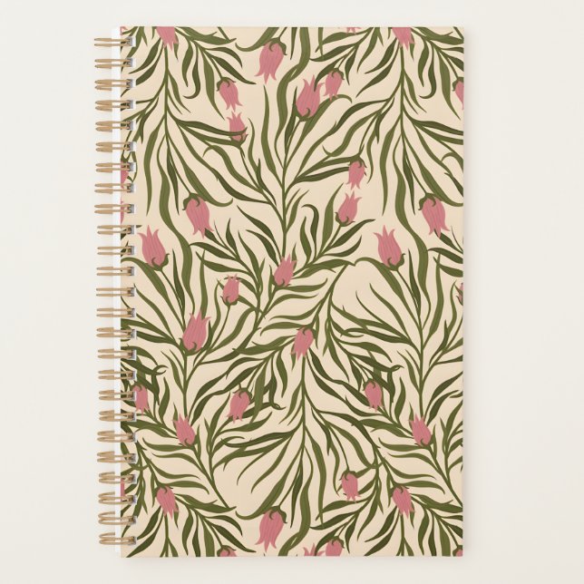 Agenda Stylized pink bell-shaped floral pattern (Anverso)