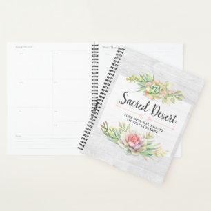 Agenda Suculentas Desierto Cactus Boho Acuarela Rústica