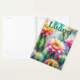 Agenda Suculento Cacti Personalizado con Flores de Agua