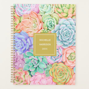 Agenda Suculento Jardín Acuarela Cute Colorido Pastel