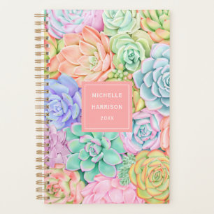 Agenda Sucultores de monograma Pastel de color acuático