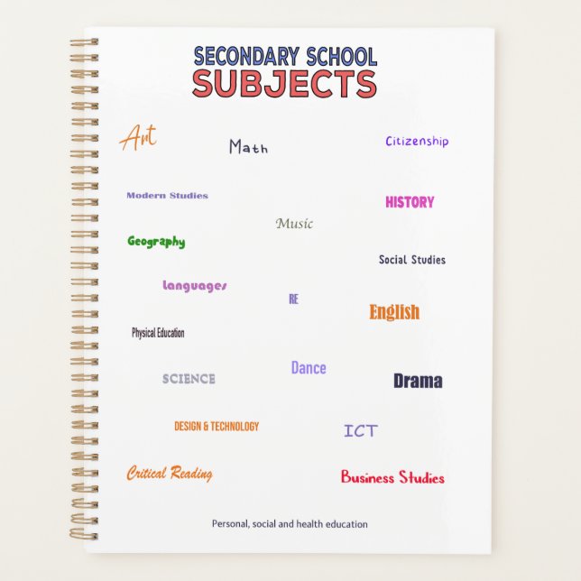Agenda Sujetos a la escuela secundaria (Anverso)