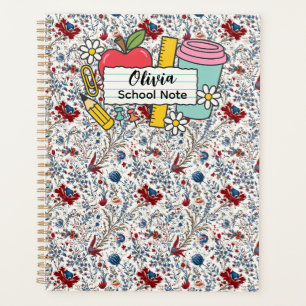 Agenda suministros de vuelta al cole con flores de prado