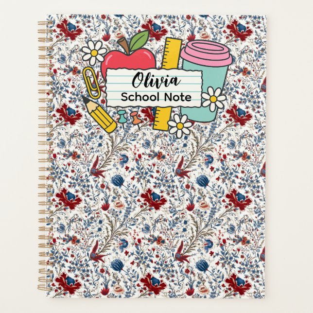 Agenda suministros de vuelta al cole con flores de prado  (Anverso)