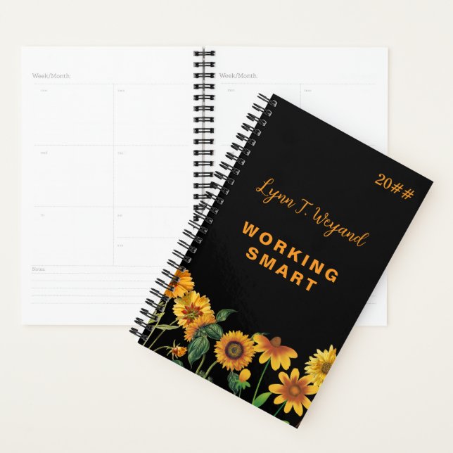 Agenda Sunflower Custom Name Bright Floral Planner (Demostración)