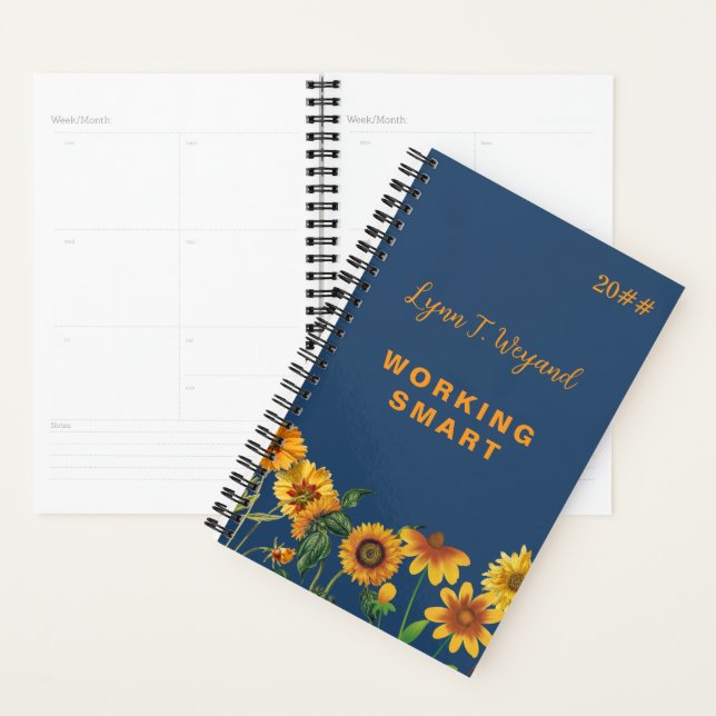 Agenda Sunflower Custom Name Bright Floral Planner (Demostración)