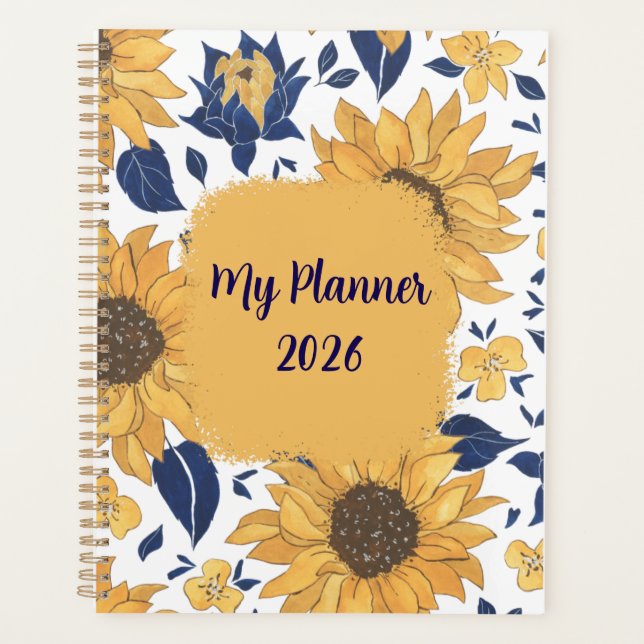 Agenda Sunflower Floral Planner Cover (Anverso)