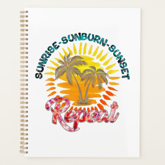 Agenda Sunrise-Sunburn-Sunset-Repetir | Palm Trees dorado (Anverso)