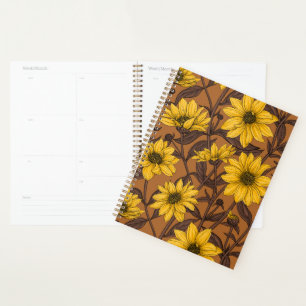 Agenda Sunroot, girasol salvaje en amarillo y marrón