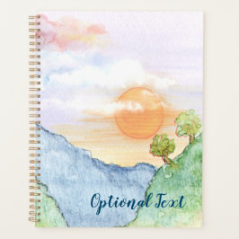 Agenda Sunset acuarela sobre montañas y árboles