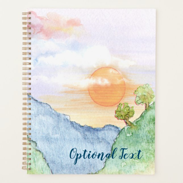 Agenda Sunset acuarela sobre montañas y árboles (Anverso)