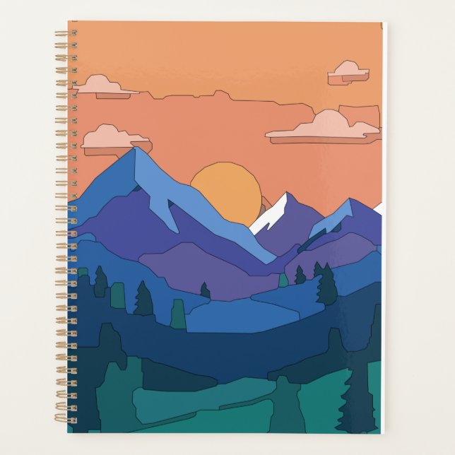 Agenda Sunset de montaña geométrica (Anverso)
