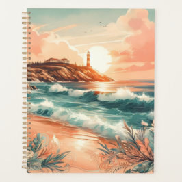 Agenda Sunset Lighthouse Ocean Beach Boho Floral