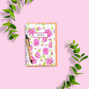 Agenda Suntuosas peonías acuarela rosadas Floral
