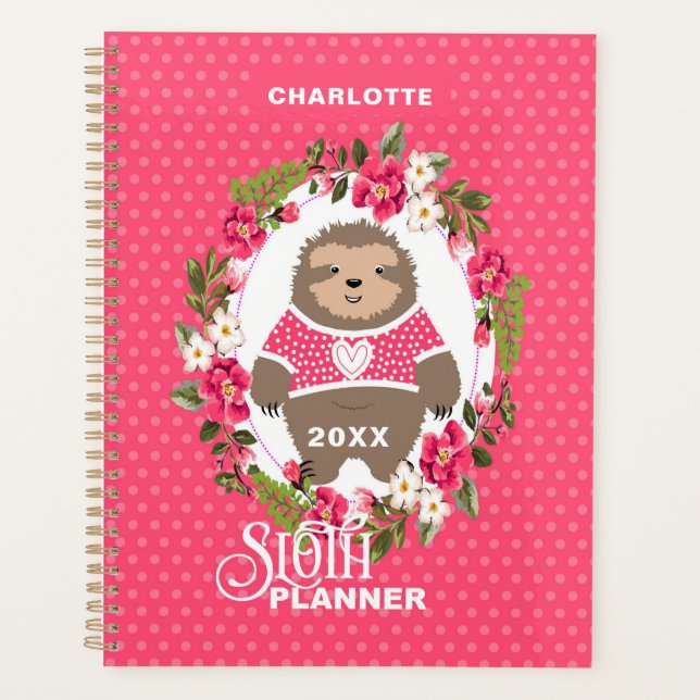 Agenda Super Cute Whimsy Sloth Personalizado (Anverso)