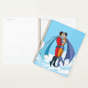 Agenda Superhéroes de besos de SlipperyJoe volando en la