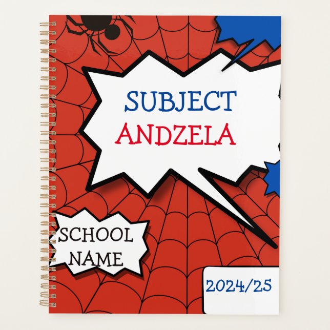 Agenda SUPERMAN BLUE AND RED patrón para niños, escuela (Anverso)