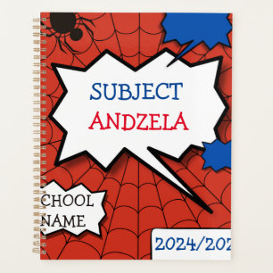 Agenda SUPERMAN BLUE AND RED patrón para niños, escuela