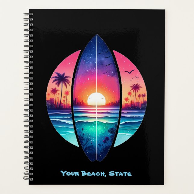 Agenda Surfboard en el atardecer (Anverso)