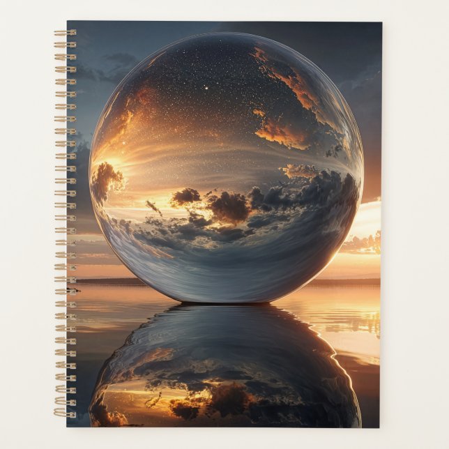 Agenda Surreal Reflective Sphere With Sunset Clouds Over  (Anverso)